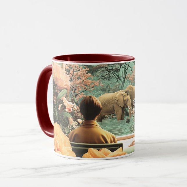 Caneca Surreal Safari Scene With Elephants Zebras (Frente Esquerda)