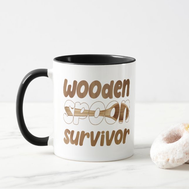 Caneca Survivência de Mão de Madeira Expressão Diversão I (Com Donut)