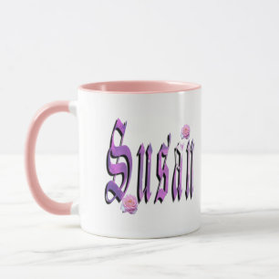 Caneca Susan, Name, Logo, Combo Coffee Mug Rosa.