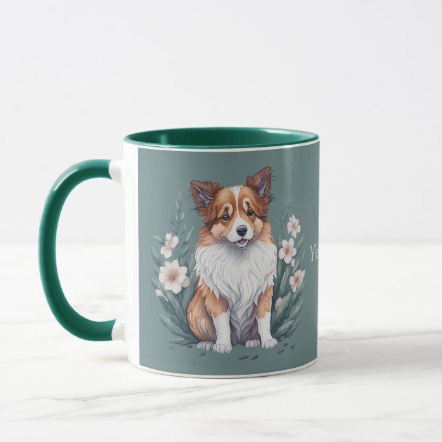 Caneca Süßer Collie umringt von Blumen -  (Esquerda)