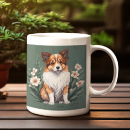 Caneca Süßer Collie umringt von Blumen - 