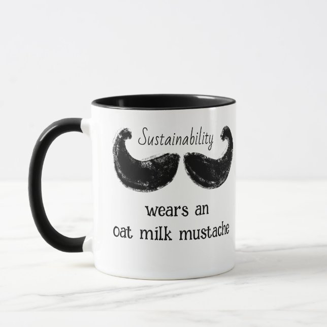Caneca Sustentabilidade Veste Um Bigode De Leite De Aveia (Esquerda)
