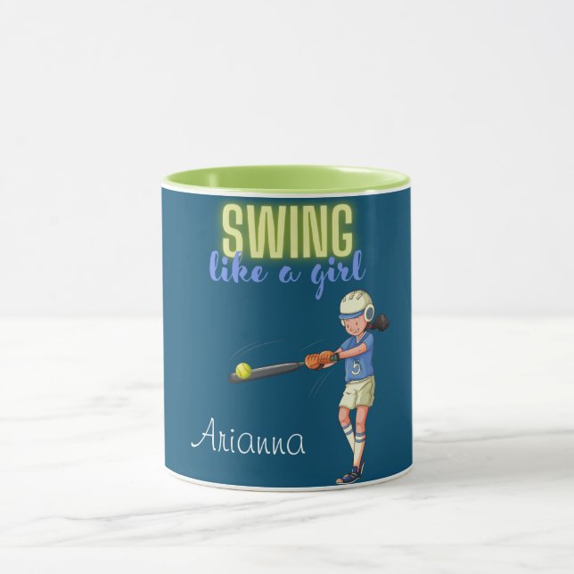 Caneca Swing Como Uma Garota Softball (Centro)