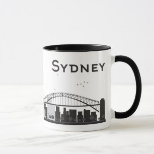 Caneca Sydney, Austrália skyline preta & branca de   da