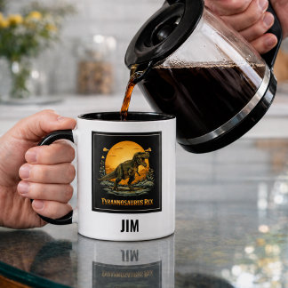 Caneca T-Rex Sob a Lua Pré-Histórica