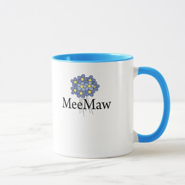 Caneca T-shirt azul bonito de MeeMaw da flor (Direita)