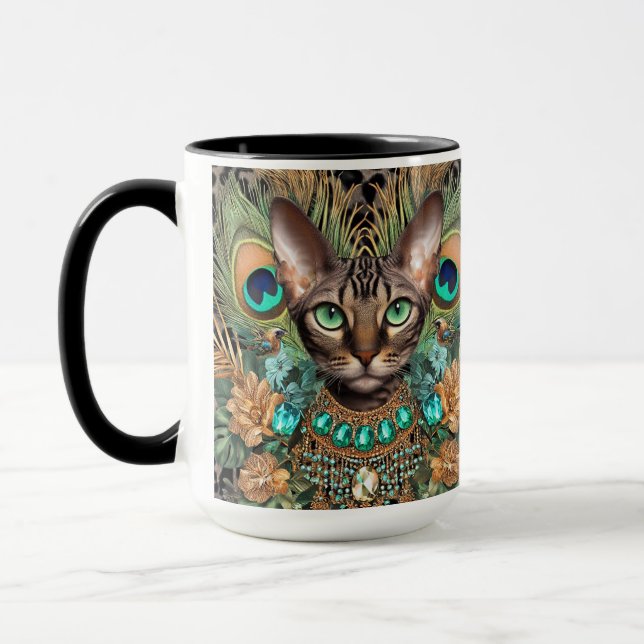 Caneca Tabby Bengal Cat Arte Floral (Esquerda)
