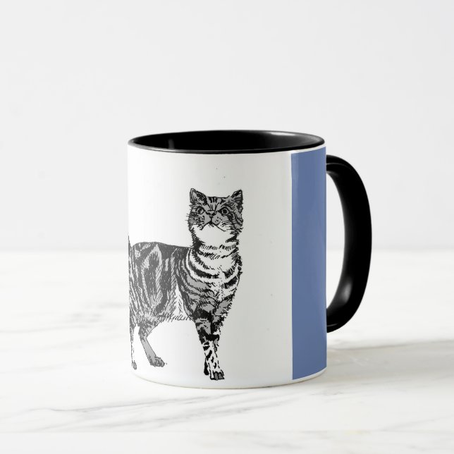 Caneca Tabby Cat Cats comprimidos felina listrada Mug (Frente Esquerda)
