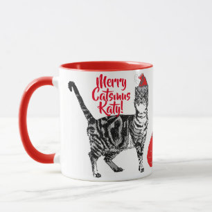 Caneca Tabby Cat Feliz Catsmus Red Christmas Mug