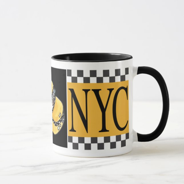 Caneca Tabuleiro de Táxis Checado à Mão NYC (Direita)