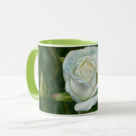 Caneca Taça bonito de pintura de jardim de rosa branca