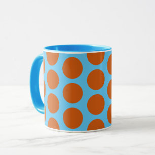 Caneca Taça de Bolinhas Laranja e Azul Aqua