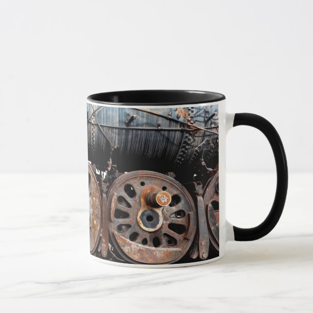 Caneca Taça de café com motor a vapor de locomotiva antig (Direita)