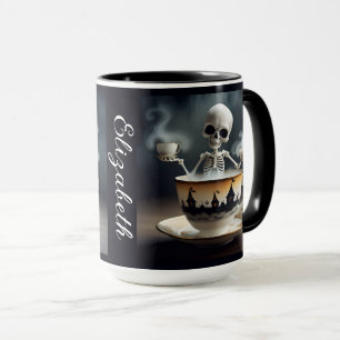 Caneca Taça de Esqueleto com Nome Halloween