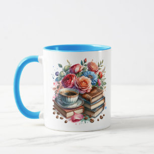 Caneca Taça e Flores de Café de Alta e Vintagem