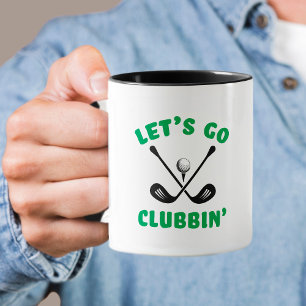 Caneca Taco de golfe engraçado preto e verde esportes mod