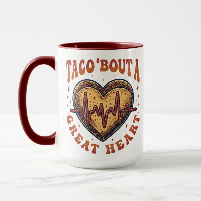 Caneca Taco Sobre Um Grande Coração Cinco De Mayo Enferme (Esquerda)