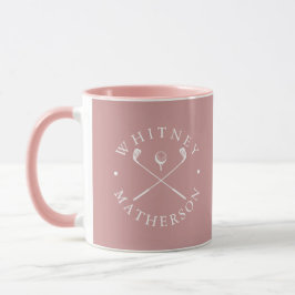 Caneca Tacos de Golfe Nome Personalizado Rosa Empoeirado 