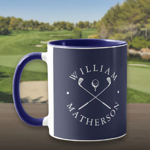 Caneca Tacos de Nome Personalizado de Golfe Azul Marinho 