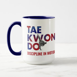 Caneca Taekwondo Typography Design High Kick Silhouette