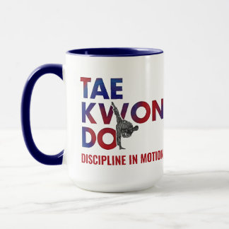 Caneca Taekwondo Typography Design High Kick Silhouette