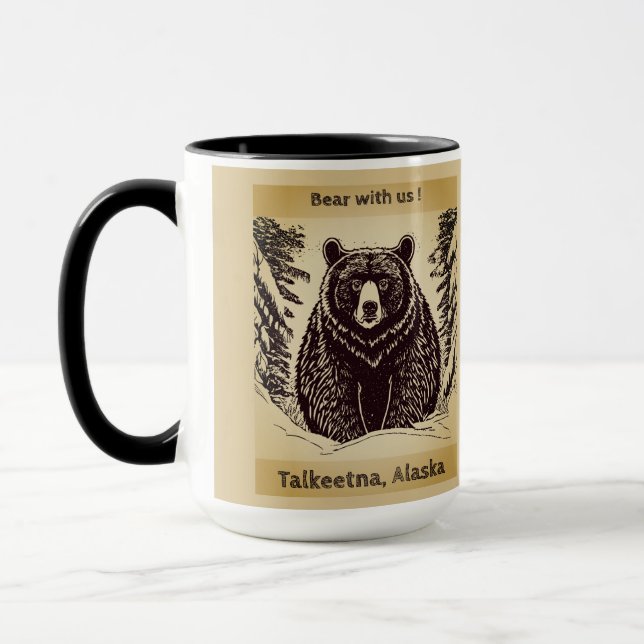Caneca Talkeetna Alaska "Bear With Us" Mug (Esquerda)