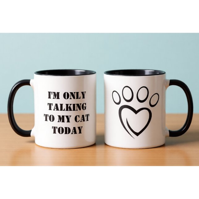 Caneca Talking to My Cat Today Funny Introvert Office Mug (Criador carregado)