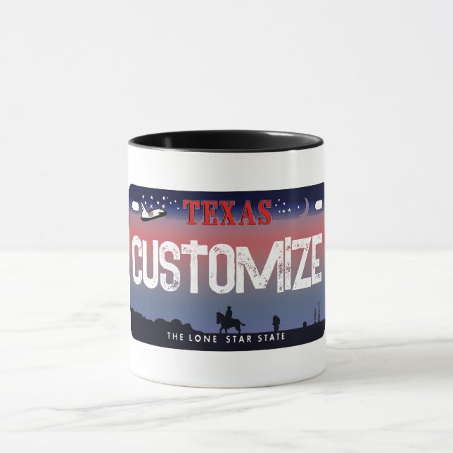 Caneca Tampão de placa de licença do Texas personalizável (Centro)
