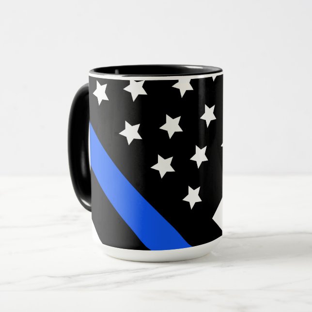 Caneca Tampão de Sinalizador de Linha Azul-Fino (Frente Esquerda)