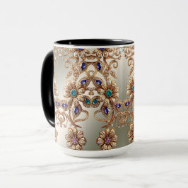 Caneca Tampão Elegante Dourado das Flores de Joias