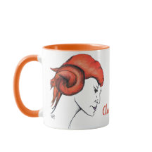 Tangerine Orange Haired Woman Portrait Pop Art