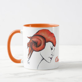 Caneca Tangerine Orange Haired Woman Portrait Pop Art