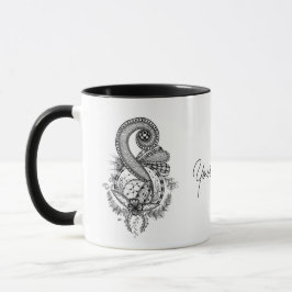 Caneca Tangle Art: Florales Motiv -