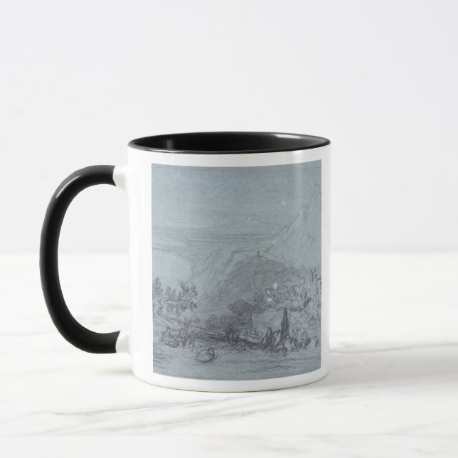Caneca Taormina, das "vistas de Sicília" (giz & gouache (Esquerda)