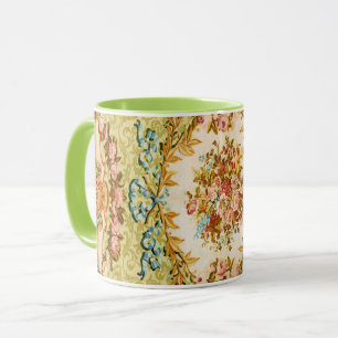 Caneca Tapeçaria francesa barroca vitoriana floral rosa