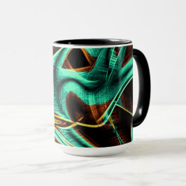 Caneca Tapetes muito tortas aquamarina e ranhuras de café