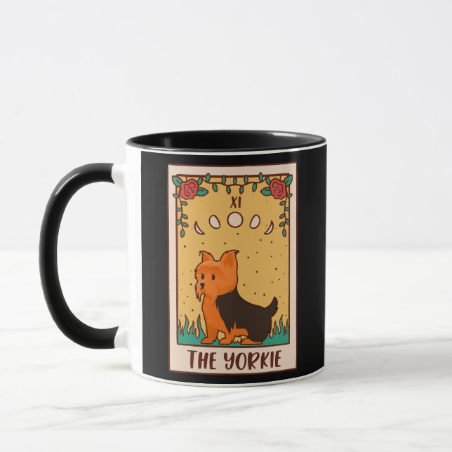Caneca Tarot Card Occult Magic Occultism Dog Yorkie  (Esquerda)