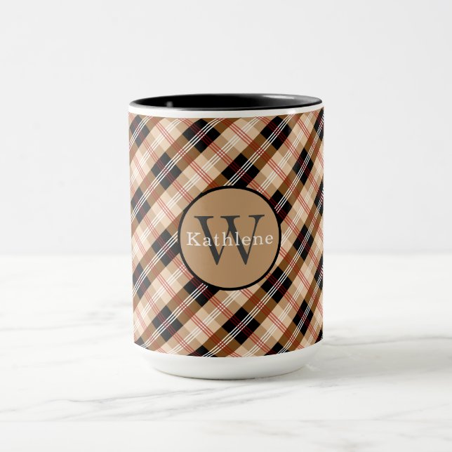 Caneca Tartan britânico com placa e monograma (Centro)