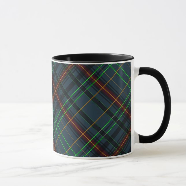Caneca Tartan em azul, laranja, verde... (Direita)