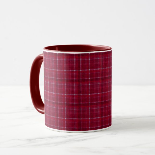 Caneca Tartan vermelho verificado (Frente Esquerda)