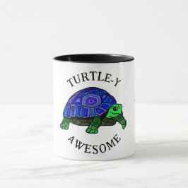 Caneca Tartaruga azul e verde. Turtle y incrível. Seu nom