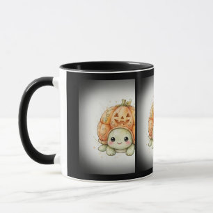 Caneca Tartaruga com Casca de Abóbora de Halloween