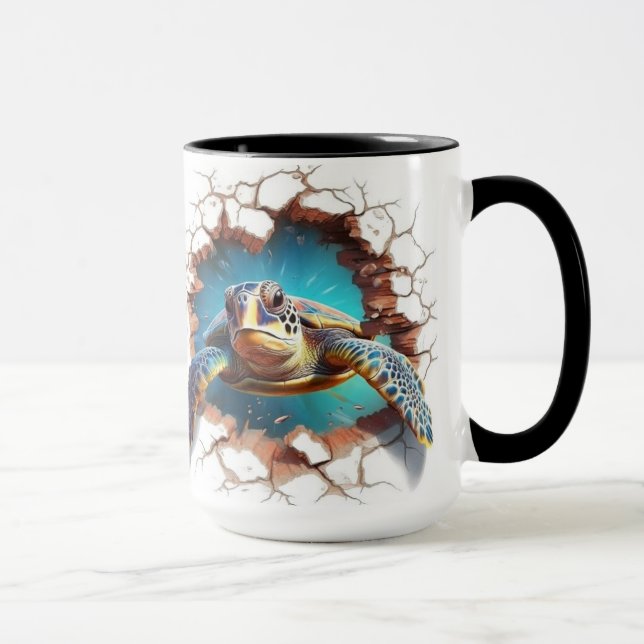 Caneca Tartaruga marinha saindo de uma parede (Direita)
