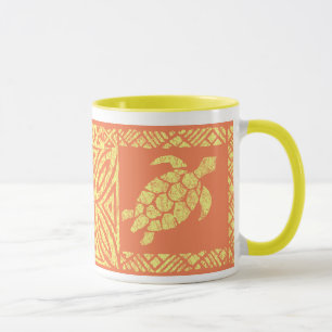 Caneca Tartaruga primitiva havaiana do Tapa de Honu