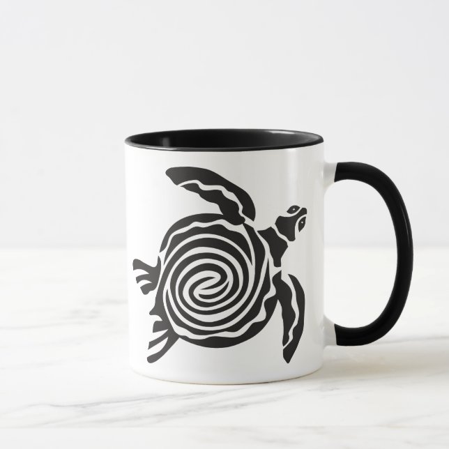 Caneca Tartaruga Tribal Preta e Branca (Direita)