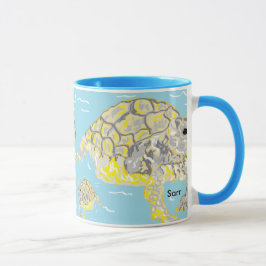 Caneca Tartarugas do mar de canas, combo, de 11 oz preto