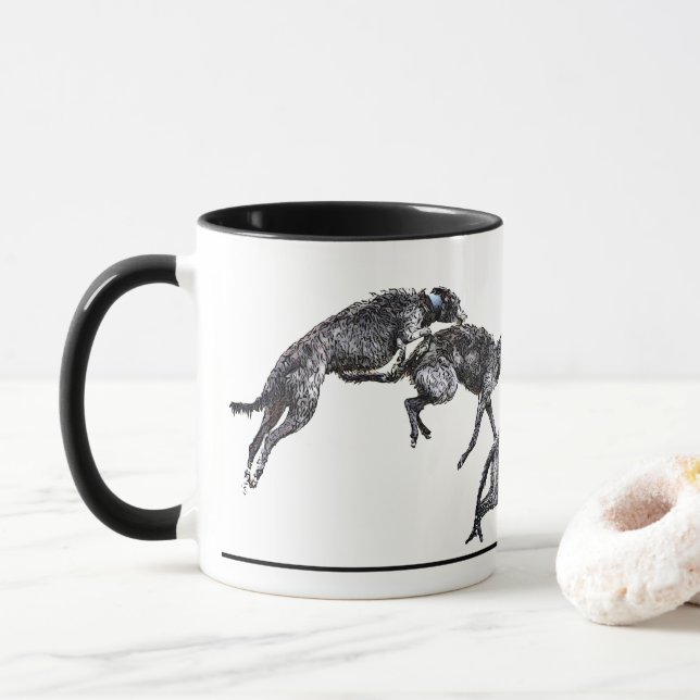 Caneca Tasse 2 Couleurs Jeux de scottish deerhounds (Com Donut)