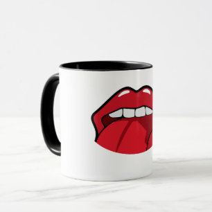 Caneca Tasse avec un sticker de la bouche en rouge