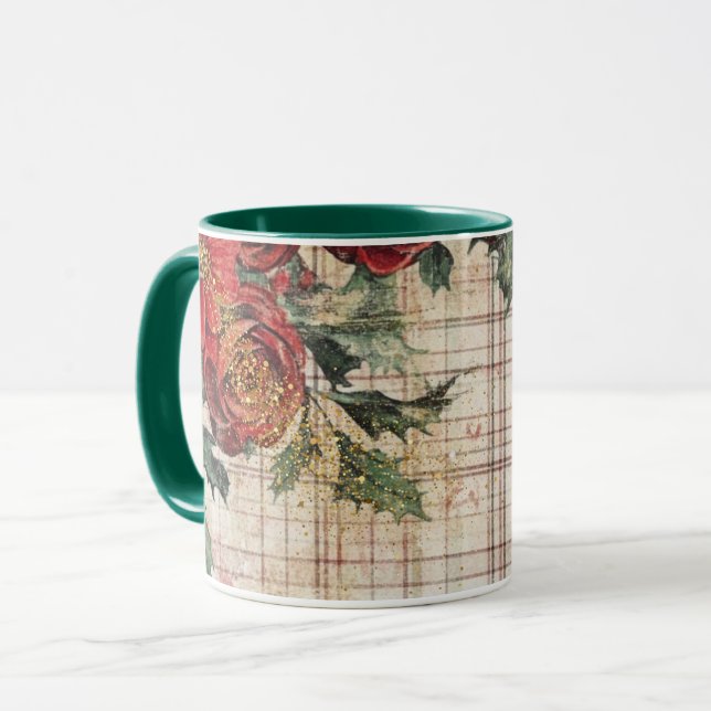 Caneca Tasse Christmas Collage Junk Journal Var07 (Frente Esquerda)