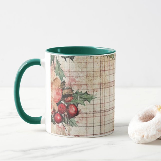 Caneca Tasse Christmas Collage Junk Journal Var09 (Com Donut)